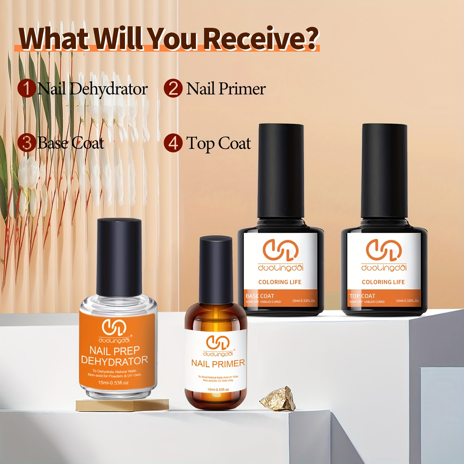 Nail Dehydrator Primer - 4 Buah Top Coat & Base