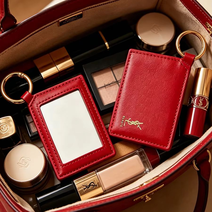 Ysl Beauty Makeup - Cermin Rias Mini Persegi Kulit Merah
