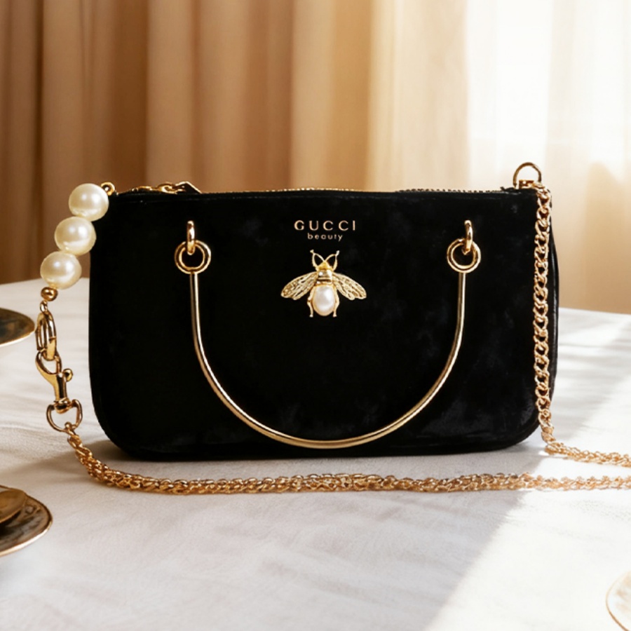 Ysl Beauty Makeup - Tas Wanita Gucci Hitam Beludru dengan