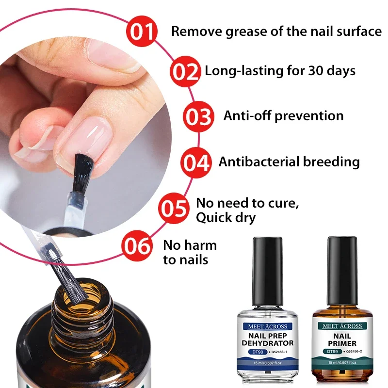 Nail Dehydrator Primer - 2pcs 15ml Nail Primer & Nail